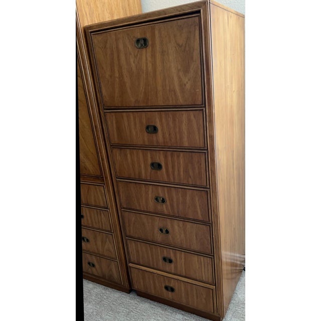 1970s Drexel Campaign Tallboy Chest For Sale In Austin - Image 6 of 8