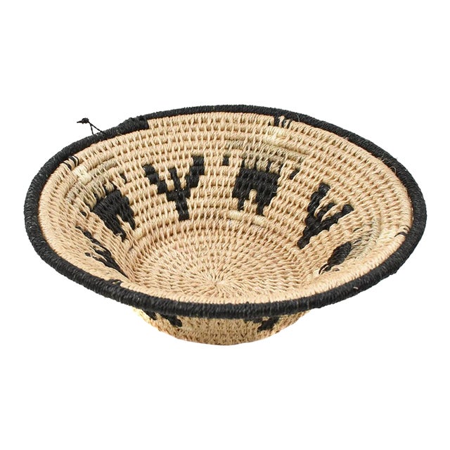 Early 20th Century Sisal Handwoven Basket 6inch For Sale