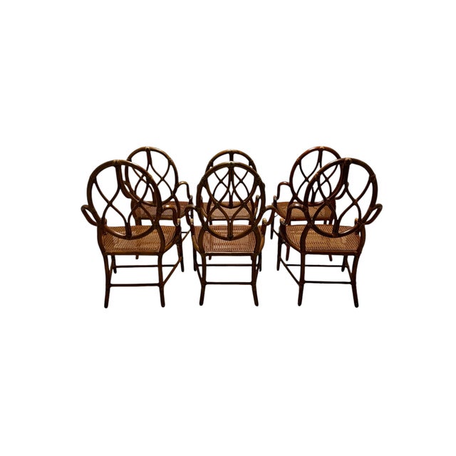 Mid-Century Modern Mid 20th Century McGuire Bamboo and Rattan Dining Chairs - Set of 6 For Sale - Image 3 of 12