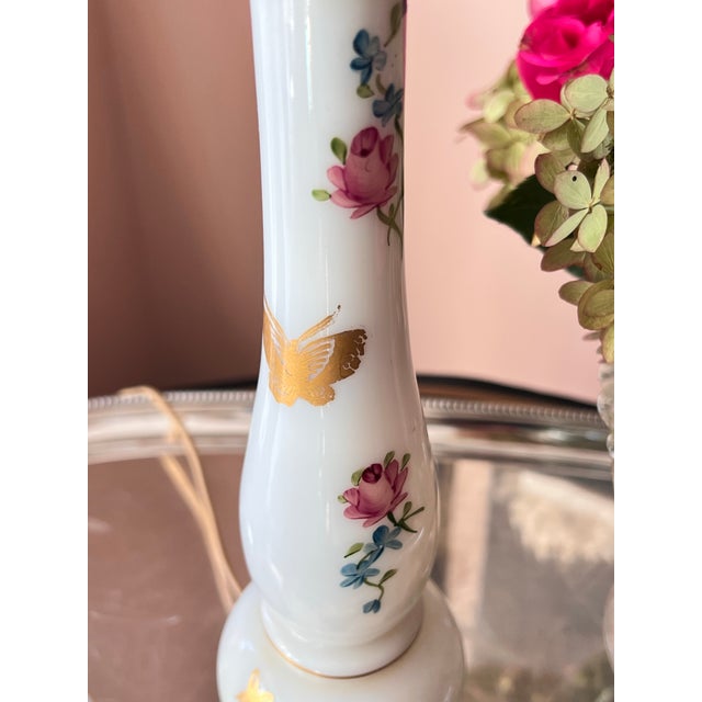 1950s 1950s Warren Kessler Hand-Painted Opaline Lamps - Pair For Sale - Image 5 of 12