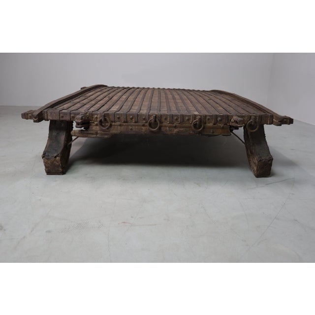 Antique Wabi Sabi Indian Bullock Cart Platform Table, 1800s For Sale - Image 16 of 18