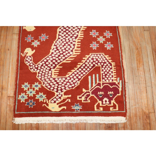 Late 20th Century Dragon Vintage Tibetan Rug - 3'4" x 5'7" For Sale - Image 5 of 18