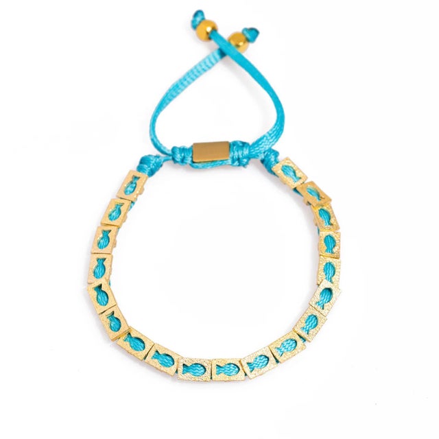 Lucky Fish Turquoise Woven Unisex String Bracelet For Sale - Image 4 of 9
