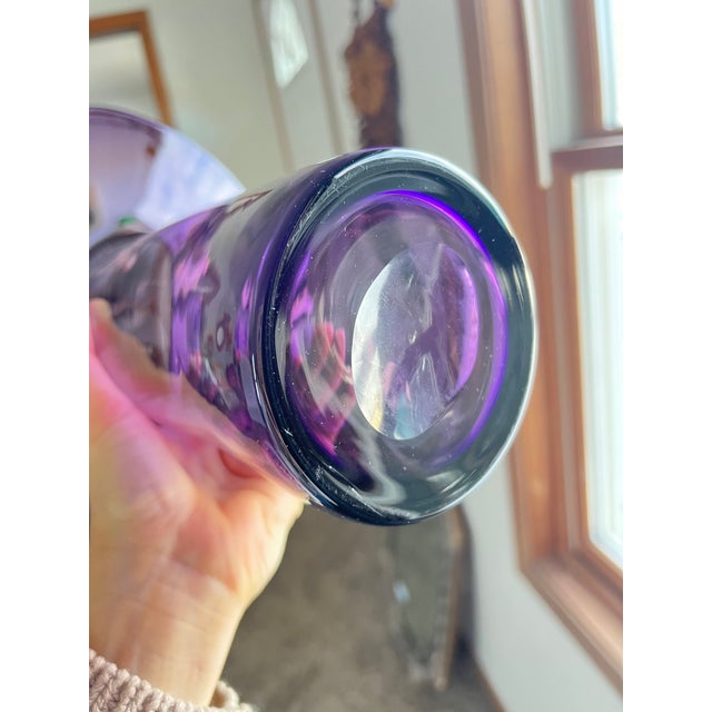 Vintage Purple Art Glass Sculptural Vase For Sale - Image 9 of 9