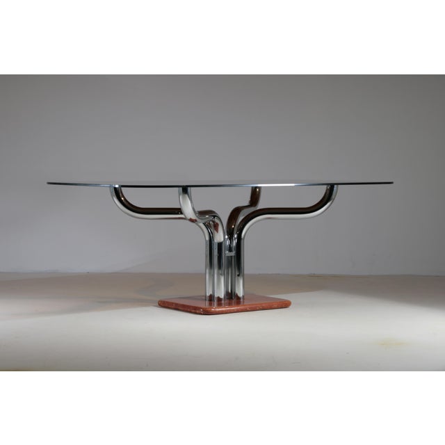 Mid-Century Modern Italian Chrome and Smoked Glass Table from Guido Faleschini, 1970s For Sale - Image 3 of 18
