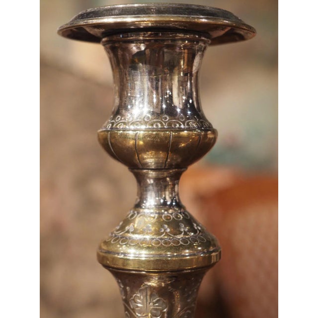 Pair of 18th Century French Silvered Bronze Candlesticks With Grape Cluster Design For Sale - Image 10 of 13