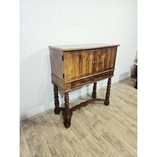 19th Century Baroque Walnut Cabinet with Inlays and Turned Legs For Sale - Image 15 of 18