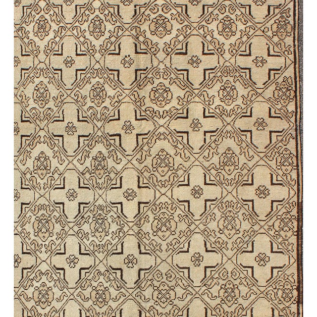 Vintage Oushak Rug With Modern Transitional Design in Dark Brown and Taupe For Sale In Atlanta - Image 6 of 8