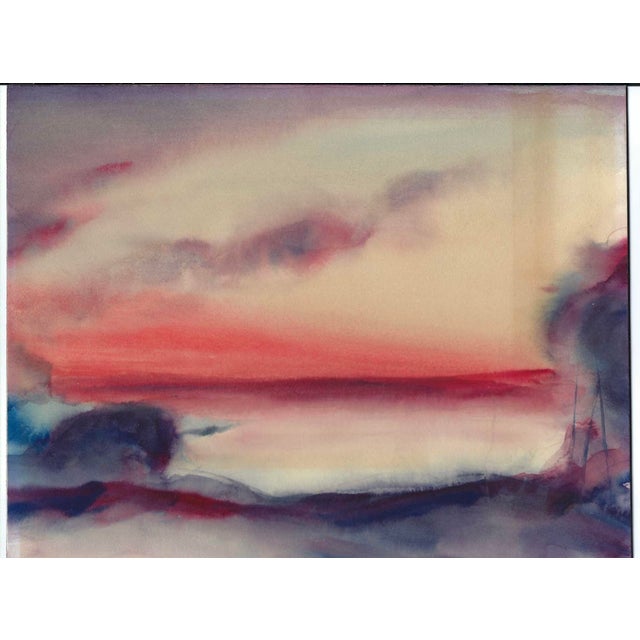 Abstract modern landscape by Virginia artist Arthur Sembler (1911/12-1979). Watercolor on artist board, signed lower...