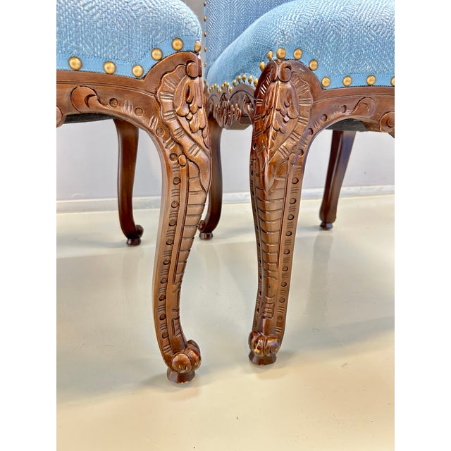 Louis XV Dining Chair in Blue Upholstery For Sale - Image 9 of 11