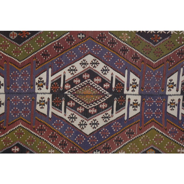 Vintage Pastel Geometric Kilim Rug 4'11'' X 11'11'' For Sale In Philadelphia - Image 6 of 13