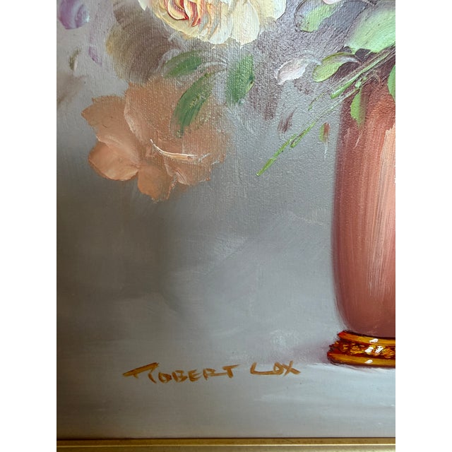 Late 20th Century Signed Floral Still Life Oil Painting Robert Cox (1934–2001) Vintage Framed Art For Sale - Image 5 of 8
