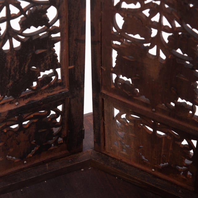 Anglo Indian Teak Octagonal Folding Side Tea Table Hand Carved Campaign Original Finish 1900 For Sale - Image 16 of 18