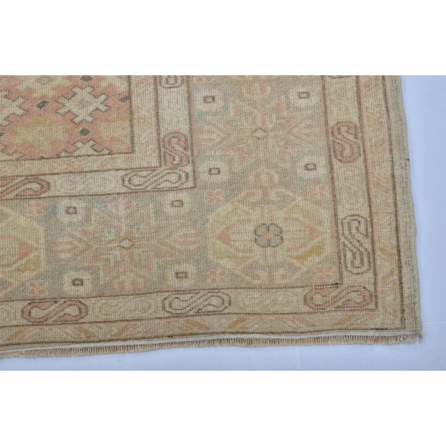 1960s Natural Pale Vintage Hand Woven Turkish Area Rug For Sale - Image 9 of 11