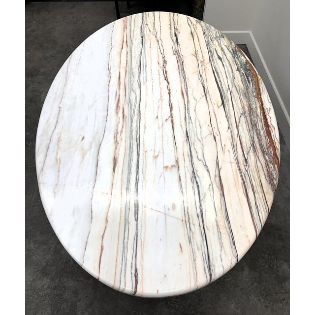 Charcoal Large Italian Sculptural Stone Oval Arabescato Rosso Marble Dining Table, 1970s For Sale - Image 8 of 16