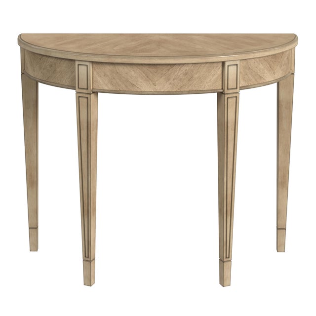 Wood Hampton Demilune Console Table, Beige For Sale - Image 7 of 7