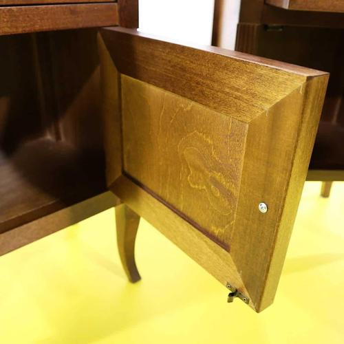 Brown Wooden Nightstands with Curved Legs, Set of 2 For Sale - Image 8 of 11