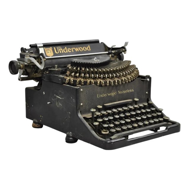 Antique 1930s Underwood Noiseless Standard Mechanical Typewriter Office Decor For Sale