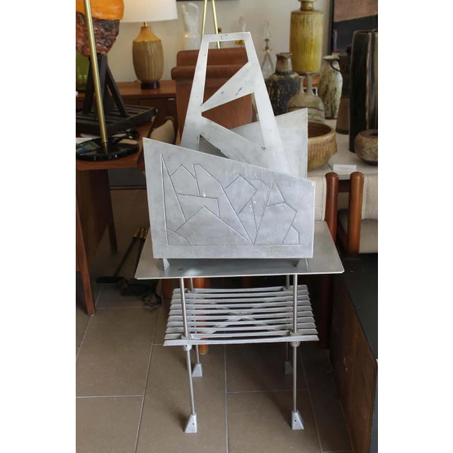 1960s Modern Aluminum Magazine / Log Holder Rack For Sale - Image 10 of 11