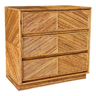 Vintage Floating Pencil Rattan Three-Drawer Chest or Dresser For Sale