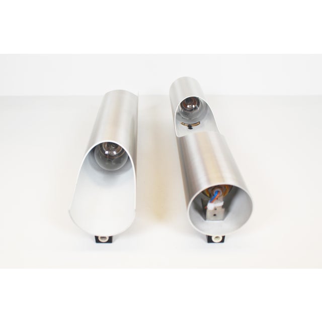 Silver Vintage Brushed Metal Fuga Wall Lamps from Raak Amsterdam, 1970s, Set of 2 For Sale - Image 8 of 9