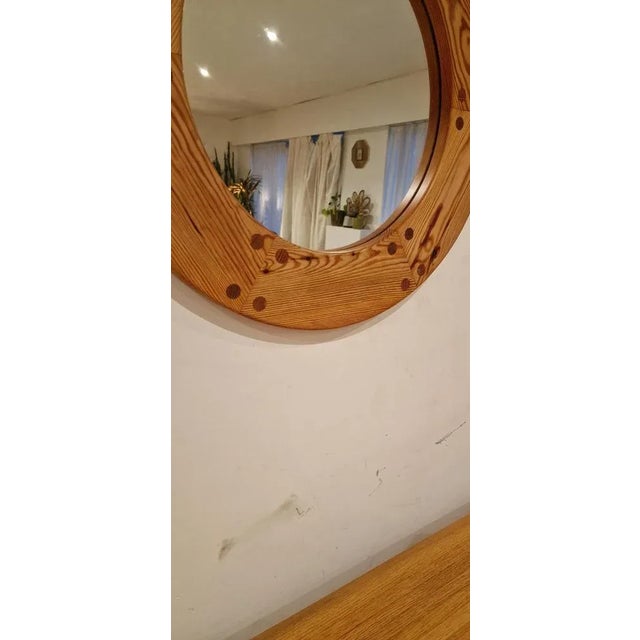 Swedish Wall Mirror in Pine by Uno Kristiansson, 1960s For Sale - Image 4 of 6