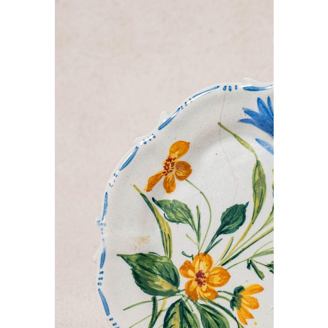 Mid 20th Century Set of 6 Hand Painted Floral Italian Plates For Sale - Image 12 of 14