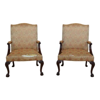 Hickory Chair Co Ball & Claw Mahogany Library Chairs - a Pair For Sale