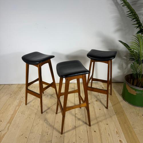 Wood Vintage Danish Teak Bar Stools by Johannes Andersen, 1960s, Set of 3 For Sale - Image 7 of 8