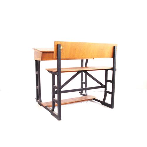 Large Wooden School Desk on Wheels with Desk Flap For Sale - Image 5 of 11