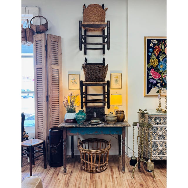 Antique French Blue Reclaimed Wood Side Table For Sale - Image 13 of 13