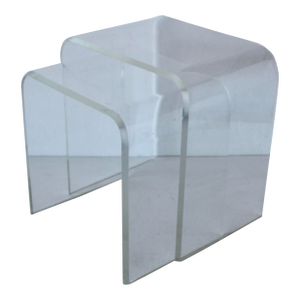 Vintage Lucite Acrylic Waterfall Nesting Tables, Mid-Century Modern-a Pair