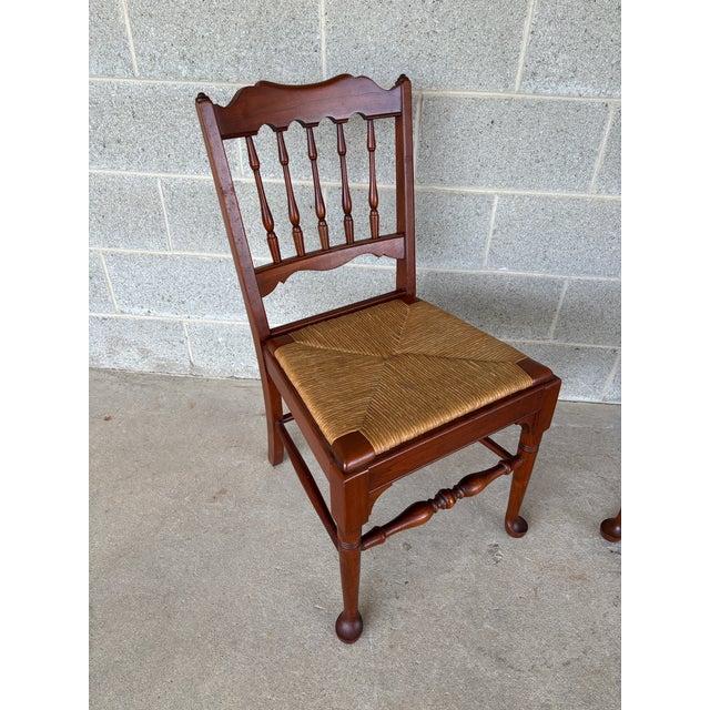 Description: Pennsylvania House Traditional Style Rush Bottom Cherry Side Chairs - A Pair. Original Finish. Normal Vintage...