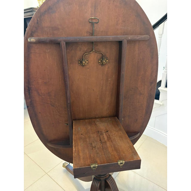 Antique English Regency Figured Mahogany Dining Table with Oval Tilt Top, 1830s For Sale - Image 6 of 16