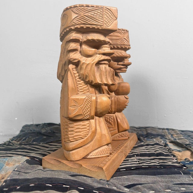 1960s Ainu Wood Carving of Man and Woman, Hokkaido, Japan, 1960s For Sale - Image 5 of 9