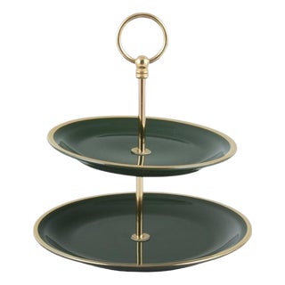 Cake Stand in Green Porcelain Green by Just Andersen for Pillivuyt, France, 1970s For Sale