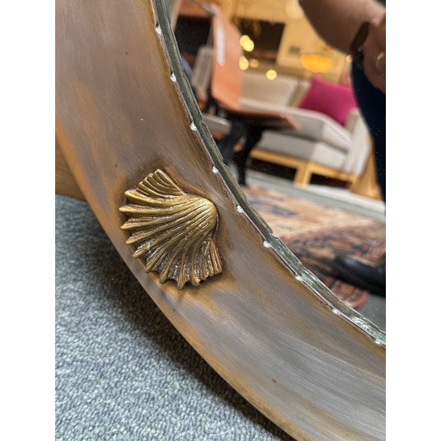 Art Nouveau Art Nouveau Brass Wall Mirror With Scallop Shells For Sale - Image 3 of 12