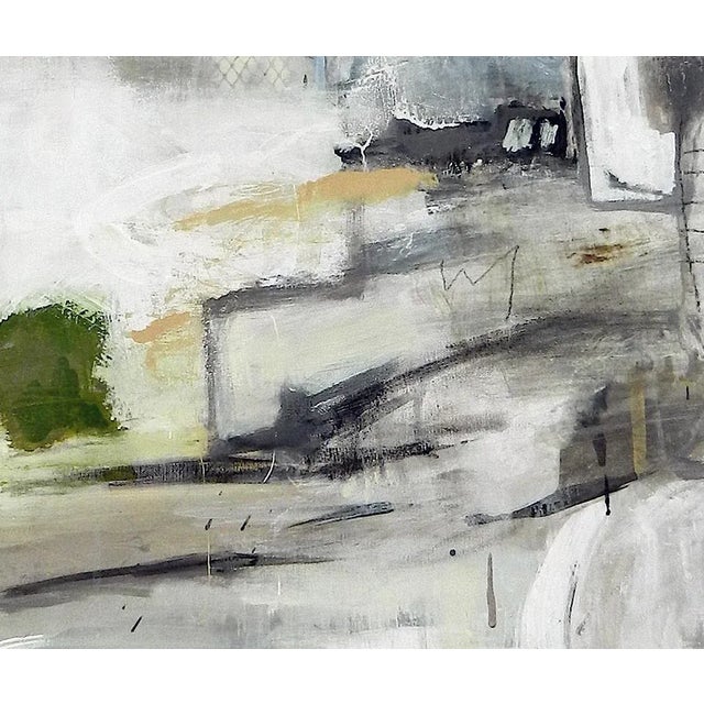 Large Abstract Grey Black Urban Cityscape Painting Titled ‘New York, Encroachment’ by Michele Zuzalek For Sale - Image 4 of 4