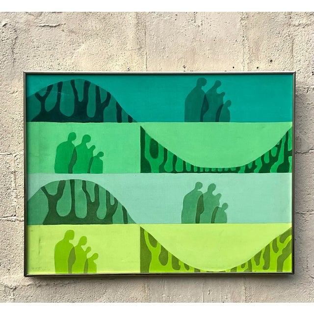 This Vintage Boho Original Ombré Abstract Oil on Canvas is a captivating piece that brings a sense of calm and...