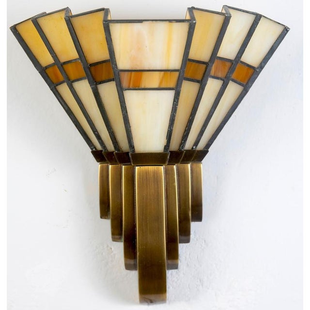 Art Deco Bronze and Opaline Glass Sconces, 1939, Set of 4 For Sale - Image 9 of 11