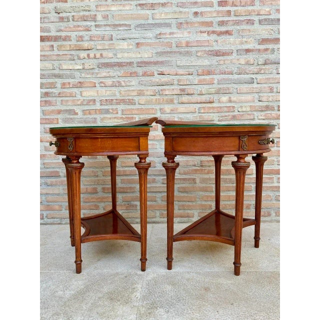 Empire Style Mahogany Nightstands with Bronze and Brass Details, 1930s, Set of 2 For Sale - Image 13 of 18
