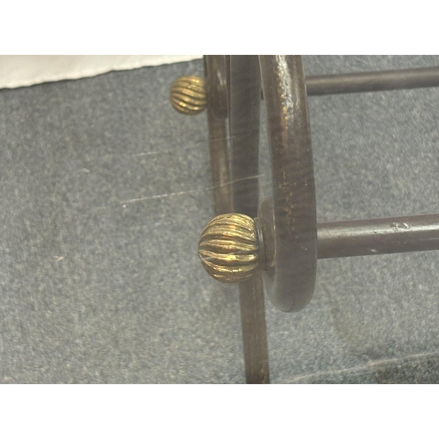 Vintage Scroll Wrought Iron and Brass Square Coffee Table With Beveled Glass Top For Sale - Image 17 of 18