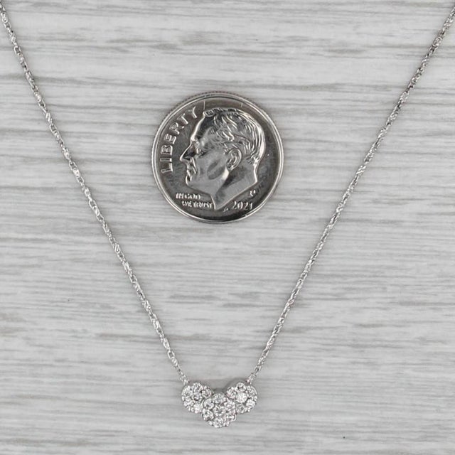 0.23ctw Diamond 3-Cluster Pendant Necklace 14k White Gold 18" Bar Links For Sale - Image 4 of 6