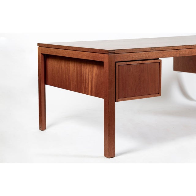 Large Mid Century Danish Modern Mahogany Wood Executive Desk, 2 Matching Avail For Sale - Image 15 of 17