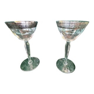 1930s Art Deco Beautiful Crystal Stand Wine Glasses - 4pcs For Sale