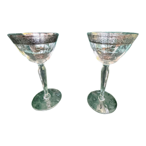 1930s Art Deco Beautiful Crystal Stand Wine Glasses - 4pcs
