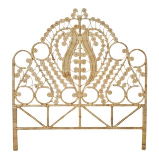 Natural Wicker Palm Headboard Queen For Sale