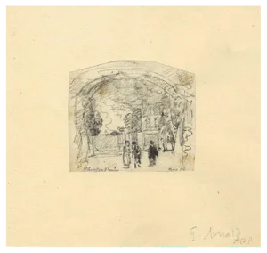 George Arnald ARA, At the Theatre, Paris, 1818, Original Graphite Drawing