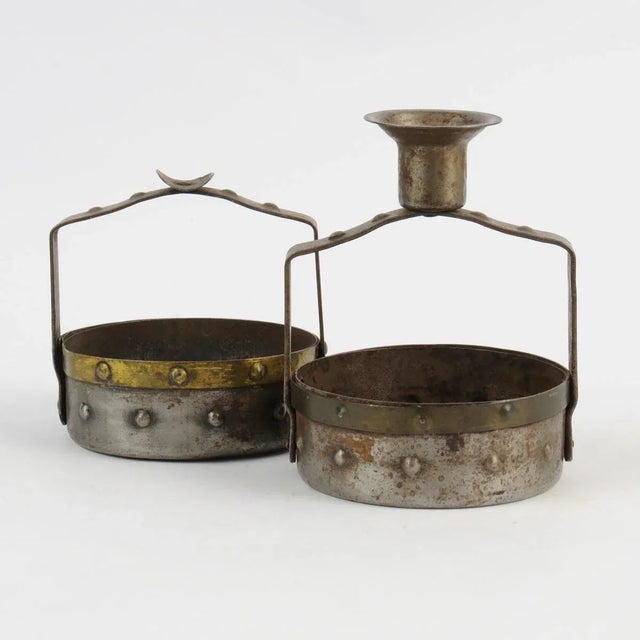 Candlestick & Ashtray by Hugo Berger for Goberg Metallwarenfabrik, 1900s, Set of 2 For Sale - Image 6 of 6