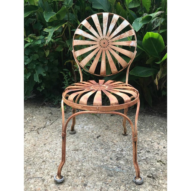1930s Art Deco Francois Carre French Sunburst Garden Metal Chairs Set